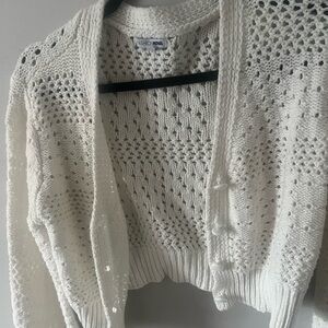 Large Cropped Fashion Nova Cream Open-Knit Cardigan